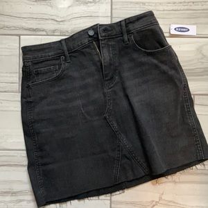 Black denim mini skirt